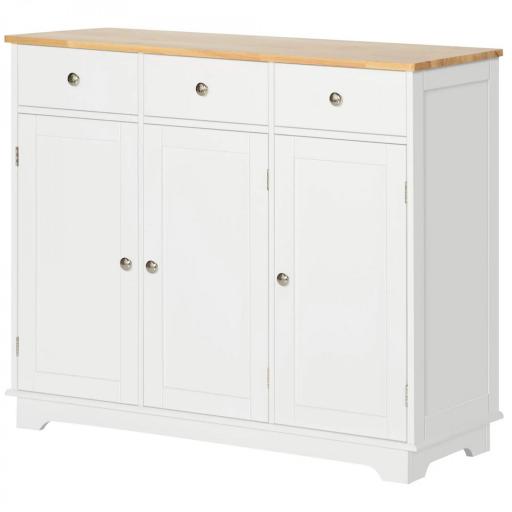 Aparador de Cocina Mueble Auxiliar de Almacenaje para Comedor Salón Estilo Moderno Antivuelco 101x40x85 cm Blanco [9]