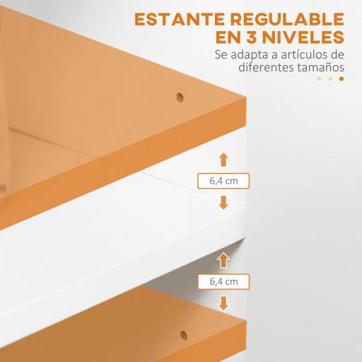 Aparador Armario de Cocina con 2 Puertas Cajón y 3 Estantes Abiertos para Salón Comedor 110x29,5x82 cm Blanco [4]