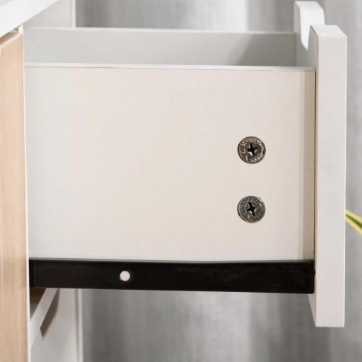 Aparador Moderno Aparador para Salón con 3 Puertas y Cajón Mueble Auxiliar para Salón Cocina Dormitorio 90x30x72 cm Blanco y Natural  [7]