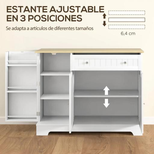 Aparador de Cocina con Estante de Puerta Cajón Puertas Magnéticas Estantes Ajustables 105x40x83 cm Blanco y Roble [2]