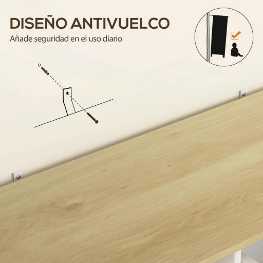 Aparador de Cocina con Estante de Puerta Cajón Puertas Magnéticas Estantes Ajustables 105x40x83 cm Blanco y Roble [3]