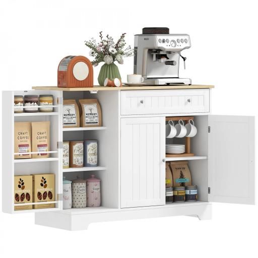 Aparador de Cocina con Estante de Puerta Cajón Puertas Magnéticas Estantes Ajustables 105x40x83 cm Blanco y Roble [9]