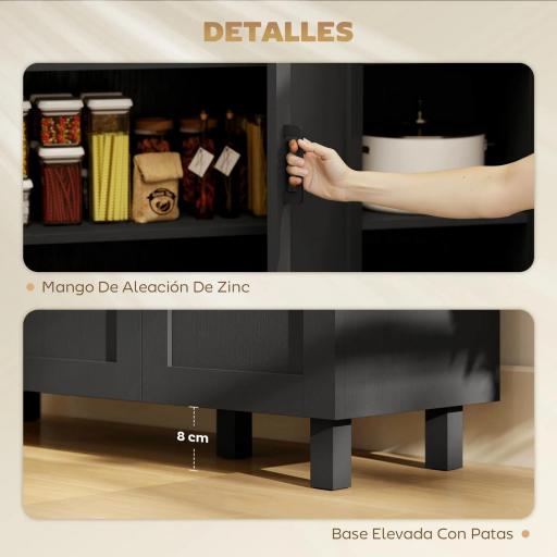 Aparador de Salón con 3 Puertas y Estantes Ajustables para Cocina Comedor Estilo Moderno 90x30x90 cm Negro [5]