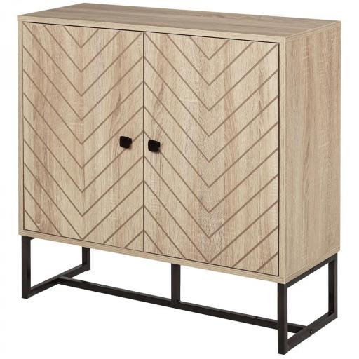 Aparador de Cocina Armario Buffet con 2 Puertas y Estantes Estilo Moderno 80x29,5x80 cm Madera Natural [8]