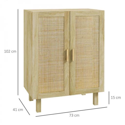 Armario de Salón con 2 Puertas de Rejilla y Estantes Ajustables Aparador de Estilo Bohemio 73x41x102 cm Natural [1]