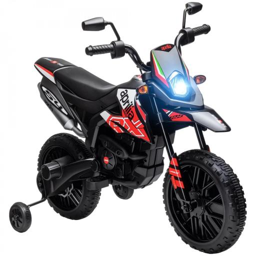 Moto Eléctrica para Niños 12V con Licencia Aprilia con Ruedas Auxiliares Desmontables 6 km/h Suspensión Trasera Rojo [3]