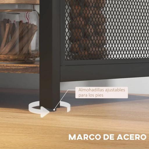 Aparador de Cocina con 6 Estantes Abiertos Porta Copas y Estante Ajustable para Bar Comedor 120x40x76 cm Marrón Rústico [7]
