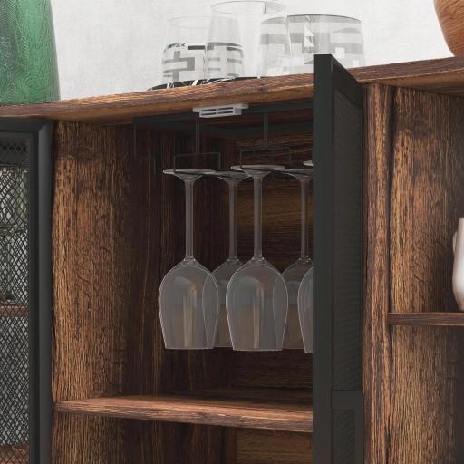 Aparador de Cocina con 6 Estantes Abiertos Porta Copas y Estante Ajustable para Bar Comedor 120x40x76 cm Marrón Rústico [4]