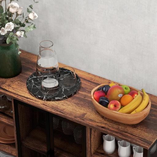 Aparador de Cocina con 6 Estantes Abiertos Porta Copas y Estante Ajustable para Bar Comedor 120x40x76 cm Marrón Rústico [9]