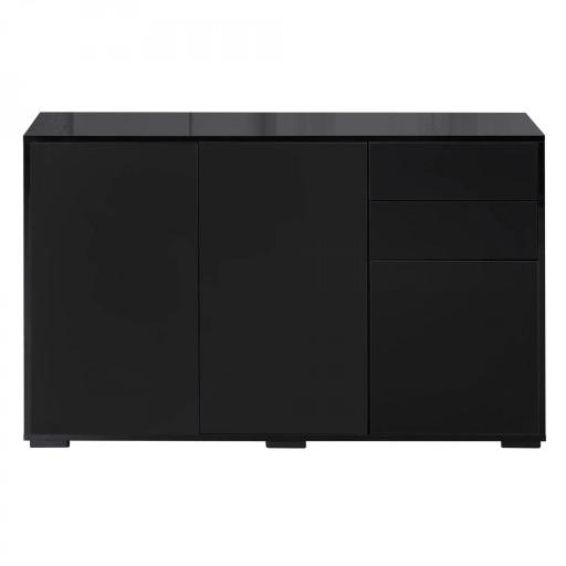 Aparador para Salón con 3 Puertas 2 Cajones y Estante Ajustable 117x36x74 cm Negro [8]