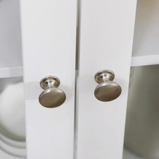 Aparador de Cocina Moderno Mueble Buffet Auxiliar con Cajón Estante Ajustable y 2 Puertas de Vidrio 80x40x90 cm Blanco [7]