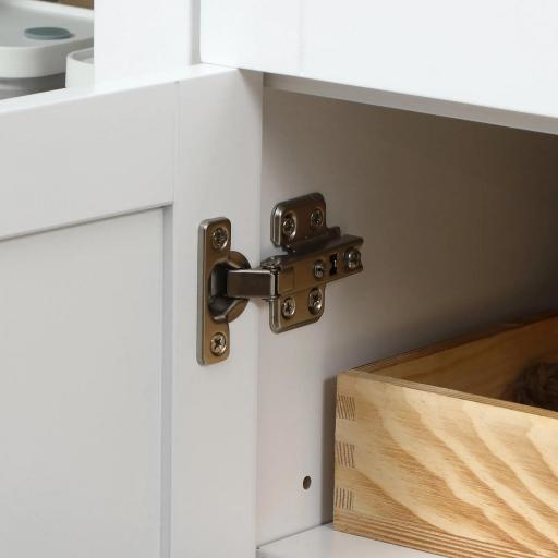 Aparador de Cocina con Armario 2 Cajones 2 Puertas de Vidrio y Estantes Ajustables Muebles Auxiliar de Almacenaje para Comedor Salón 120x40x90 cm Blanco [4]