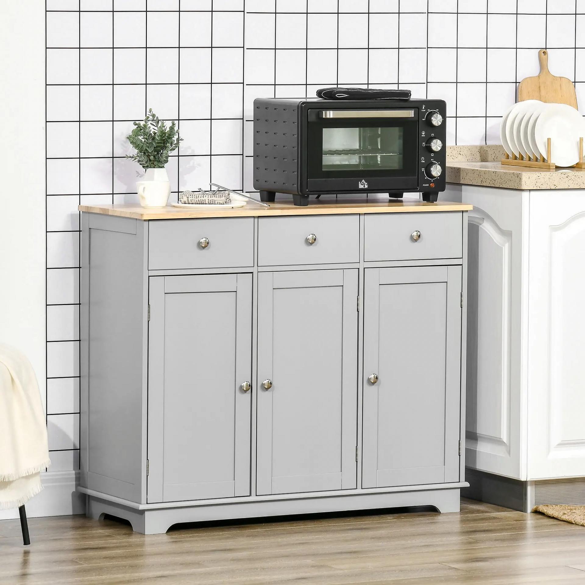 Aparador de Cocina Mueble Auxiliar de Almacenaje para Comedor Salón Estilo Moderno Antivuelco 101x40x85 cm Gris
