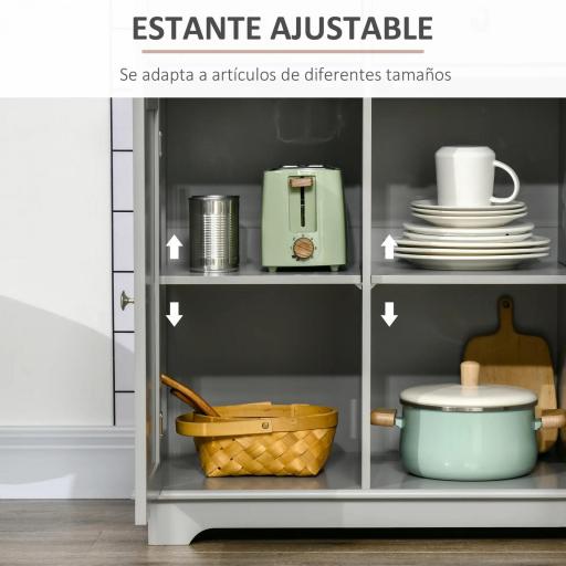 Aparador de Cocina Mueble Auxiliar de Almacenaje para Comedor Salón Estilo Moderno Antivuelco 101x40x85 cm Gris [5]