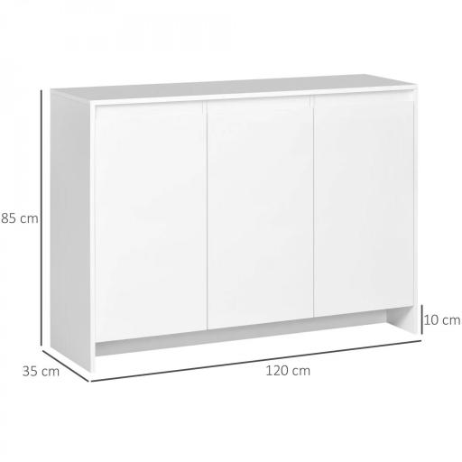 Mueble Aparador con 3 Puertas Estantes Ajustables y Cierre Suave Soporte para Televisores 120x35x85 cm Blanco [1]