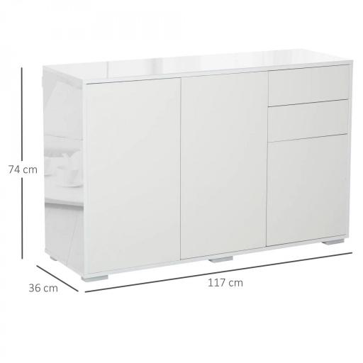 Aparador para Salón con 3 Puertas 2 Cajones y Estante Ajustable 117x36x74 cm Blanco [1]