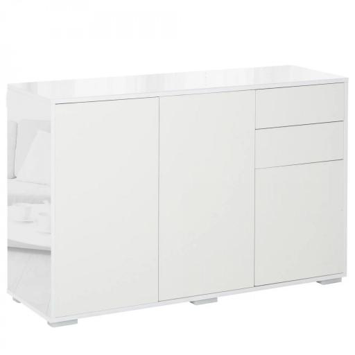 Aparador para Salón con 3 Puertas 2 Cajones y Estante Ajustable 117x36x74 cm Blanco [8]