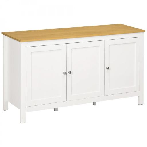 Aparador de Salón Armario de Almacenamiento con 3 Puertas con Estantes Ajustables Estilo Moderno 120x40x70 cm Blanco [9]