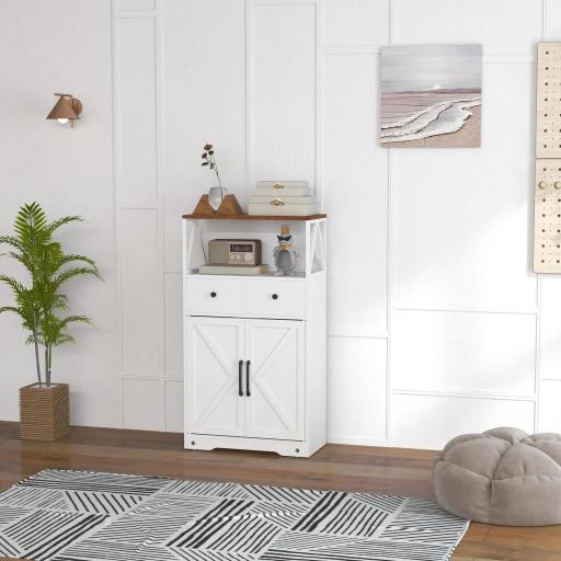 Mueble Auxiliar de Almacenaje con Estantes y Cajones Diseño Clásico para Salón Cocina o Dormitorio 60x31x108 cm Blanco