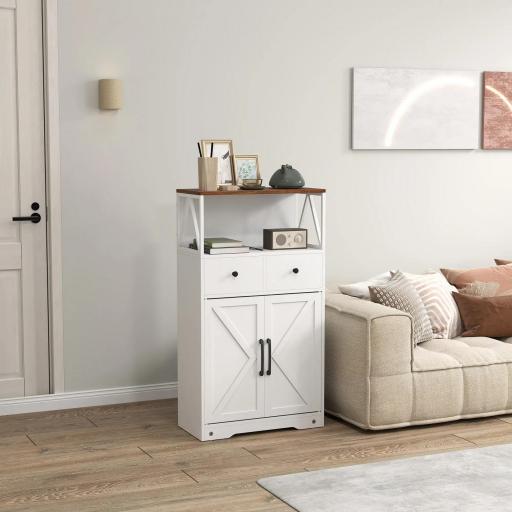 Mueble Auxiliar de Almacenaje con Estantes y Cajones Diseño Clásico para Salón Cocina o Dormitorio 60x31x108 cm Blanco [5]