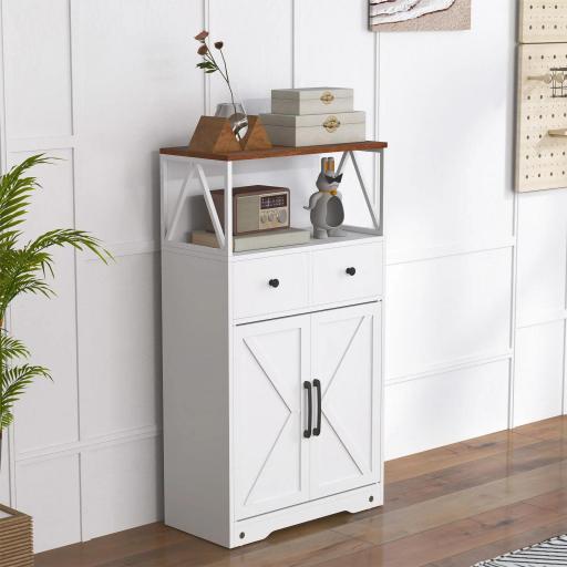 Mueble Auxiliar de Almacenaje con Estantes y Cajones Diseño Clásico para Salón Cocina o Dormitorio 60x31x108 cm Blanco [7]