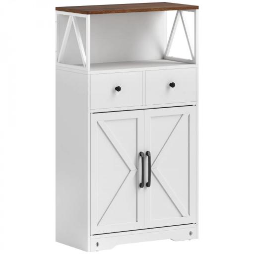 Mueble Auxiliar de Almacenaje con Estantes y Cajones Diseño Clásico para Salón Cocina o Dormitorio 60x31x108 cm Blanco [8]