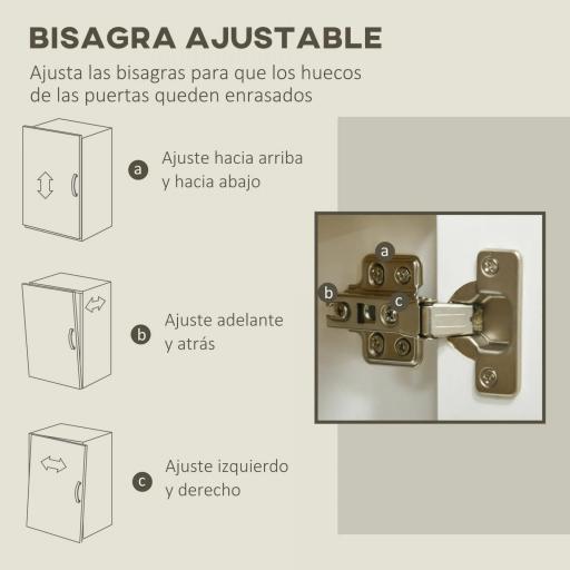 Aparador de Salón Mueble Auxiliar de Cocina con 2 Puertas y Estante Ajustable para Comedor Entrada 80x37x75 cm Blanco [5]