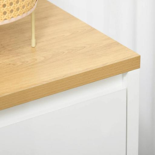 Aparador de Salón Mueble Auxiliar de Cocina con 2 Puertas y Estante Ajustable para Comedor Entrada 80x37x75 cm Blanco [6]