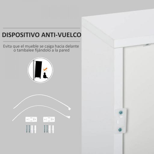 Aparador para Cocina con 2 Puertas 2 Cajones Marco de Blanco Brillante Estante Ajustable Apertura a Presión Armario de Almacenamiento para Dormitorio Salón 79x36x74 cm Blanco [5]