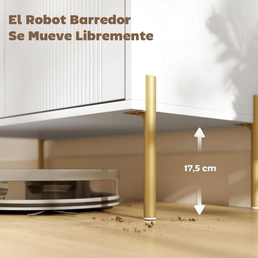 Aparador Moderno de 2 Puertas Aparador de Salón con 3 Cajones Estantes Ajustables Blanco 120x39,1x76 cm [2]