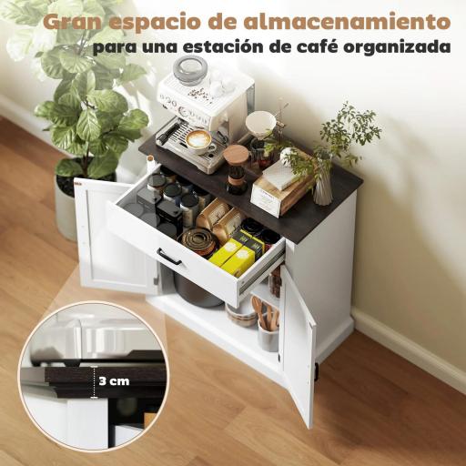 Aparador para Salón Rústico con 2 Puertas 1 Cajón Estante Ajustable para Comedor Entrada Blanco 75,2x40x91,5 cm [5]