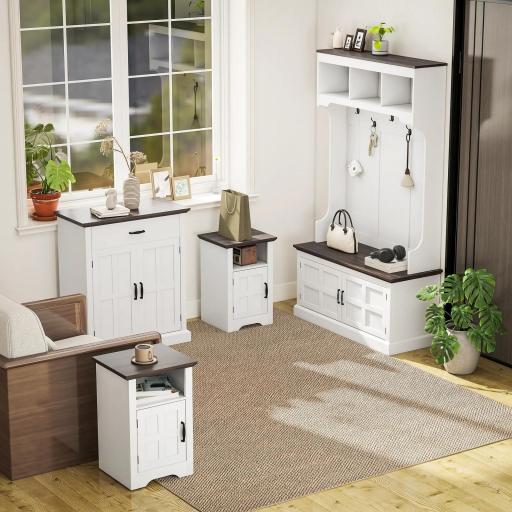 Aparador para Salón Rústico con 2 Puertas 1 Cajón Estante Ajustable para Comedor Entrada Blanco 75,2x40x91,5 cm [8]