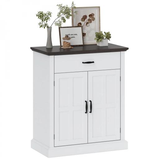 Aparador para Salón Rústico con 2 Puertas 1 Cajón Estante Ajustable para Comedor Entrada Blanco 75,2x40x91,5 cm [9]