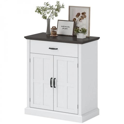 Aparador para Salón Rústico con 2 Puertas 1 Cajón Estante Ajustable para Comedor Entrada Blanco 75,2x40x91,5 cm [10]