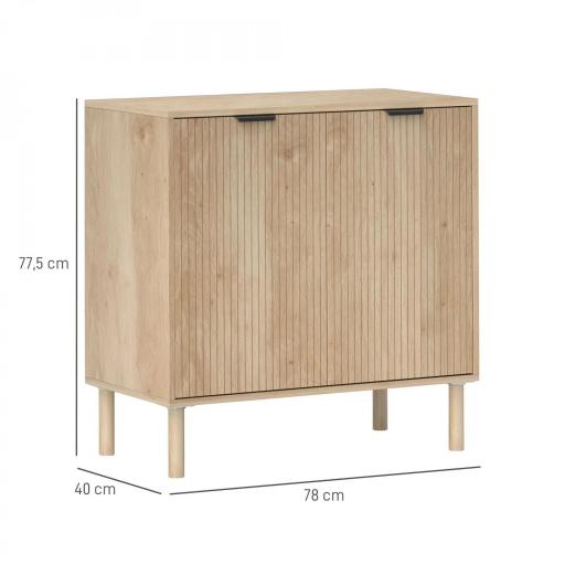 Aparador de Salón Aparador con Estante Ajustable 2 Puertas Sistema Anti-vuelco y Patas de Madera 78x40x77,5 cm Roble [1]
