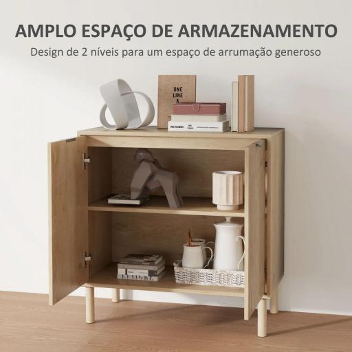 Aparador de Salón Aparador con Estante Ajustable 2 Puertas Sistema Anti-vuelco y Patas de Madera 78x40x77,5 cm Roble [2]