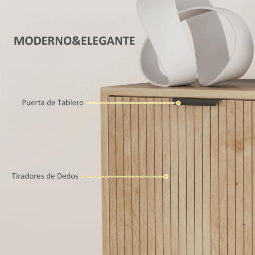 Aparador de Salón Aparador con Estante Ajustable 2 Puertas Sistema Anti-vuelco y Patas de Madera 78x40x77,5 cm Roble [3]