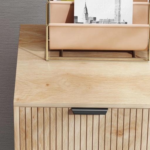 Aparador de Salón Aparador con Estante Ajustable 2 Puertas Sistema Anti-vuelco y Patas de Madera 78x40x77,5 cm Roble [9]