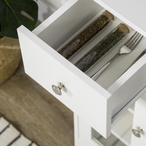Aparador de Cocina Moderno con Puerta de Vidrio Mueble Auxiliar de Almacenaje para Comedor 80x30x82 cm Blanco [6]