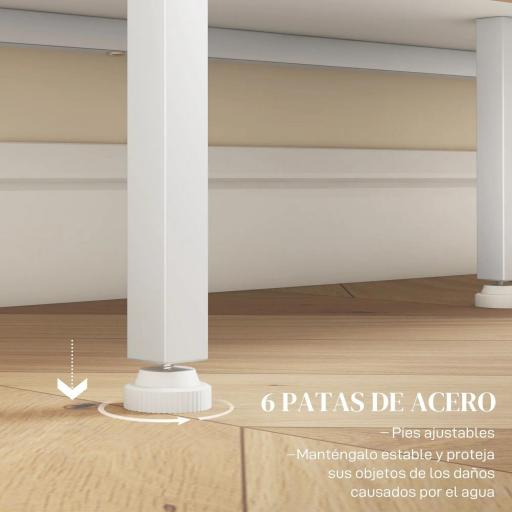 Aparador de Cocina Aparador Blanco con Puerta de Malla 4 Compartimentos Abiertos y Estante Ajustable 120x37x81,5 cm [3]