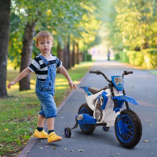 Moto Eléctrica para Niños de +3 Años 12V Moto de Juguete Infantil con 2 Ruedas de Equilibrio Velocidad 3-8 km/h Arranque Suave 106,5x51,5x68 cm Azul