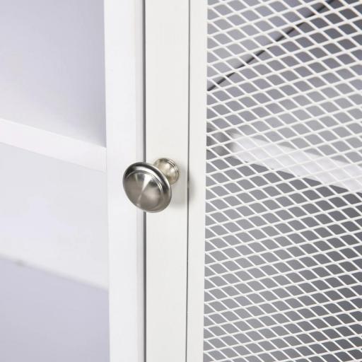Aparador de Cocina Aparador Blanco con Puerta de Malla 4 Compartimentos Abiertos y Estante Ajustable 120x37x81,5 cm [7]