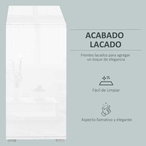 Aparador para Cocina con 2 Puertas 2 Cajones Marco de Blanco Brillante Estante Ajustable Apertura a Presión Armario de Almacenamiento para Dormitorio Salón 79x36x74 cm Gris [5]