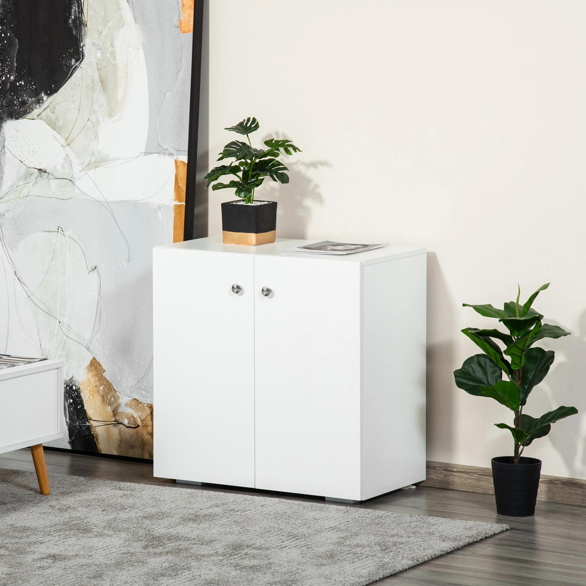 Aparador de Salón con 2 Puertas Armario Auxiliar con 2 Estantes para Libros Ropa Juguetes Estilo Moderno 70x39x70 cm Blanco