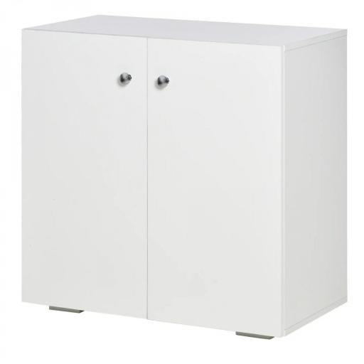 Aparador de Salón con 2 Puertas Armario Auxiliar con 2 Estantes para Libros Ropa Juguetes Estilo Moderno 70x39x70 cm Blanco [8]