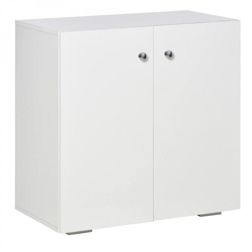 Aparador de Salón con 2 Puertas Armario Auxiliar con 2 Estantes para Libros Ropa Juguetes Estilo Moderno 70x39x70 cm Blanco [9]