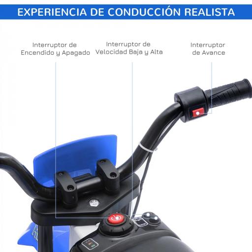 Moto Eléctrica para Niños de +3 Años 12V Moto de Juguete Infantil con 2 Ruedas de Equilibrio Velocidad 3-8 km/h Arranque Suave 106,5x51,5x68 cm Azul [9]