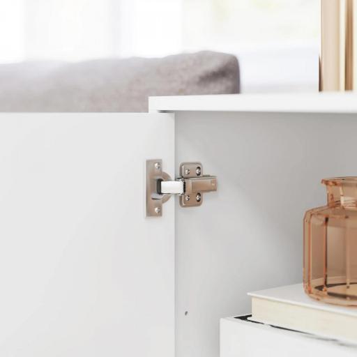 Aparador con 4 Puertas Arqueadas Estantes Ajustables y Patas Doradas 140,8x35x77,5 cm Blanco [6]