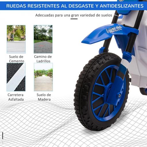 Moto Eléctrica para Niños de +3 Años 12V Moto de Juguete Infantil con 2 Ruedas de Equilibrio Velocidad 3-8 km/h Arranque Suave 106,5x51,5x68 cm Azul [2]