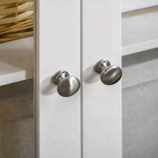 Aparador para Salón Armario Auxiliar con 2 Puertas de Vidrio 3 Cajones Estante Ajustable para Cocina 120x40x70 cm Blanco [6]